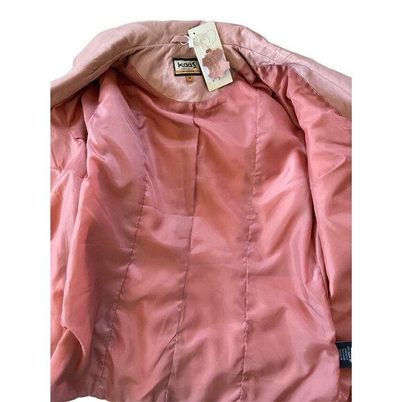 Genuine leather button up pink jacket with belt women size Small - Picture 11 of 13